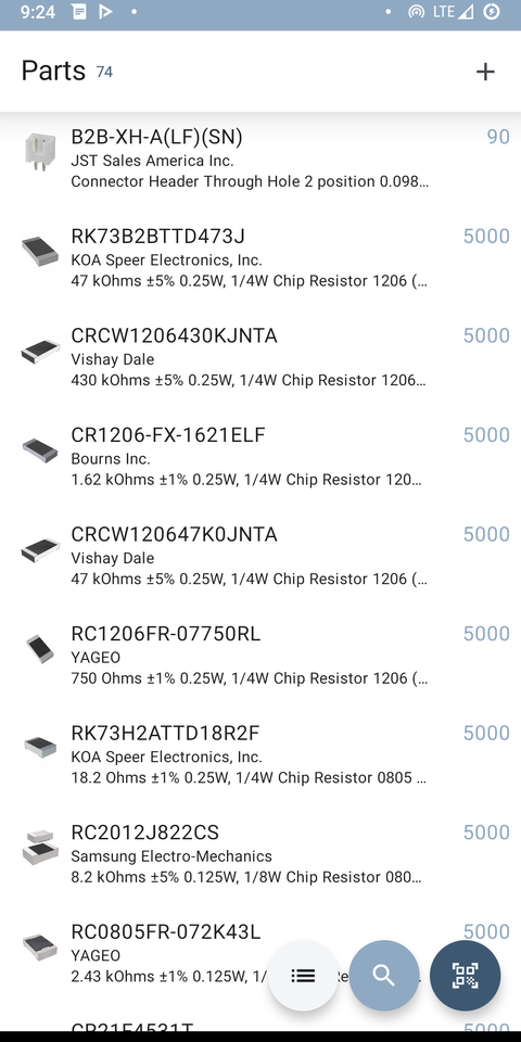 Parts list