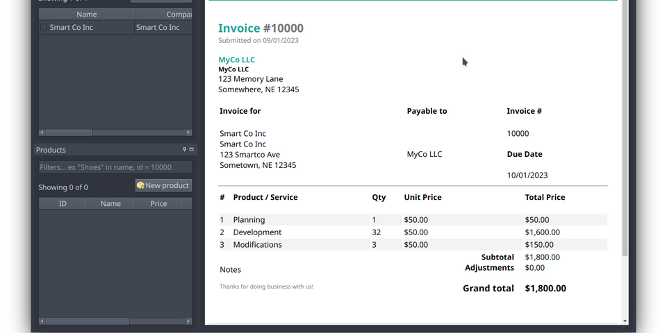 Zerobooks Invoice